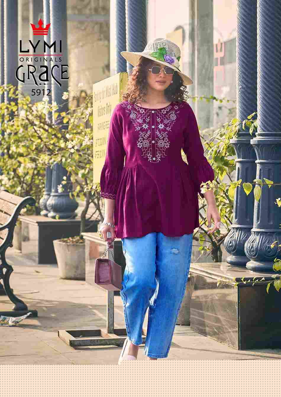 Grace By Lymi Original 5911 To 5914 Series Designer Stylish Fancy Colorful Beautiful Party Wear & Ethnic Wear Collection Viscose Tops At Wholesale Price