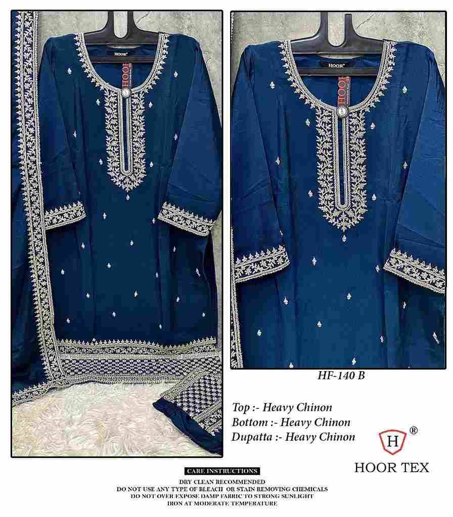 Hoor Tex Hit Design HF-140 Colours By Hoor Tex HF-140-A To HF-140-D Series Designer Festive Pakistani Suits Collection Beautiful Stylish Fancy Colorful Party Wear & Occasional Wear Heavy Chinnon Embroidered Dresses At Wholesale Price