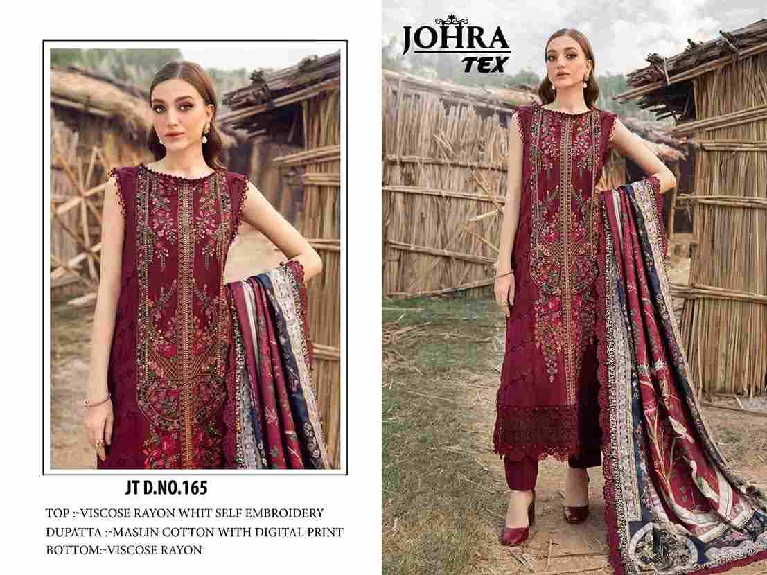 Johra Hit Design 165 By Johra Tex Beautiful Pakistani Suits Colorful Stylish Fancy Casual Wear & Ethnic Wear Viscose Rayon Embroidered Dresses At Wholesale Price