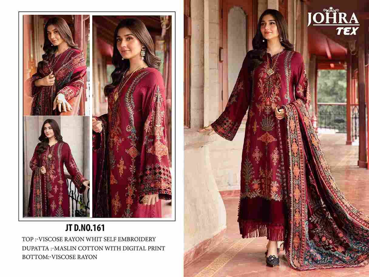 Johra Hit Design 161 By Johra Tex Beautiful Pakistani Suits Colorful Stylish Fancy Casual Wear & Ethnic Wear Viscose Rayon Embroidered Dresses At Wholesale Price