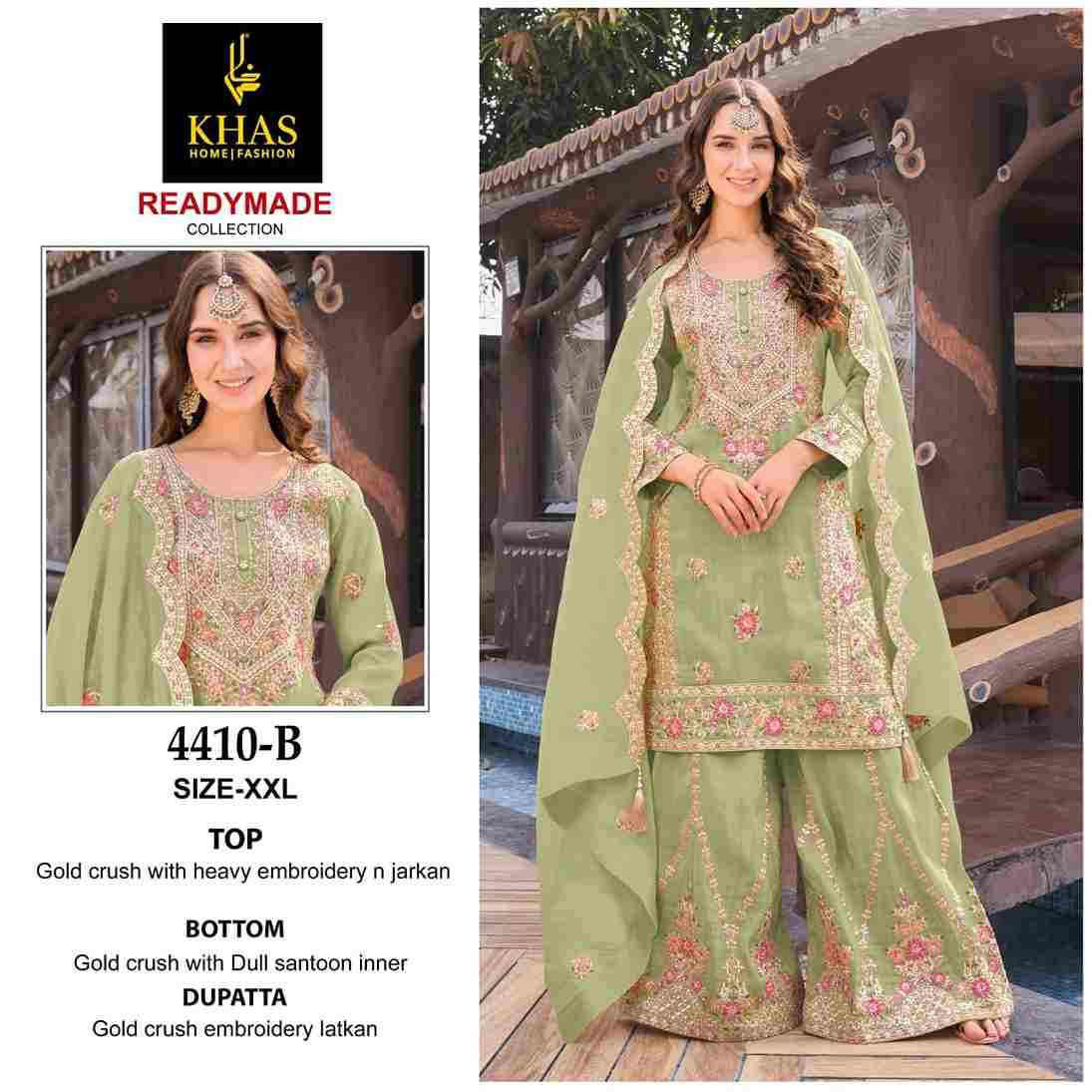 Khas 4410 Colours By Khas 4410-A To 4410-C Series Beautiful Pakistani Suits Colorful Stylish Fancy Casual Wear & Ethnic Wear Gold Crush Embroidered Dresses At Wholesale Price
