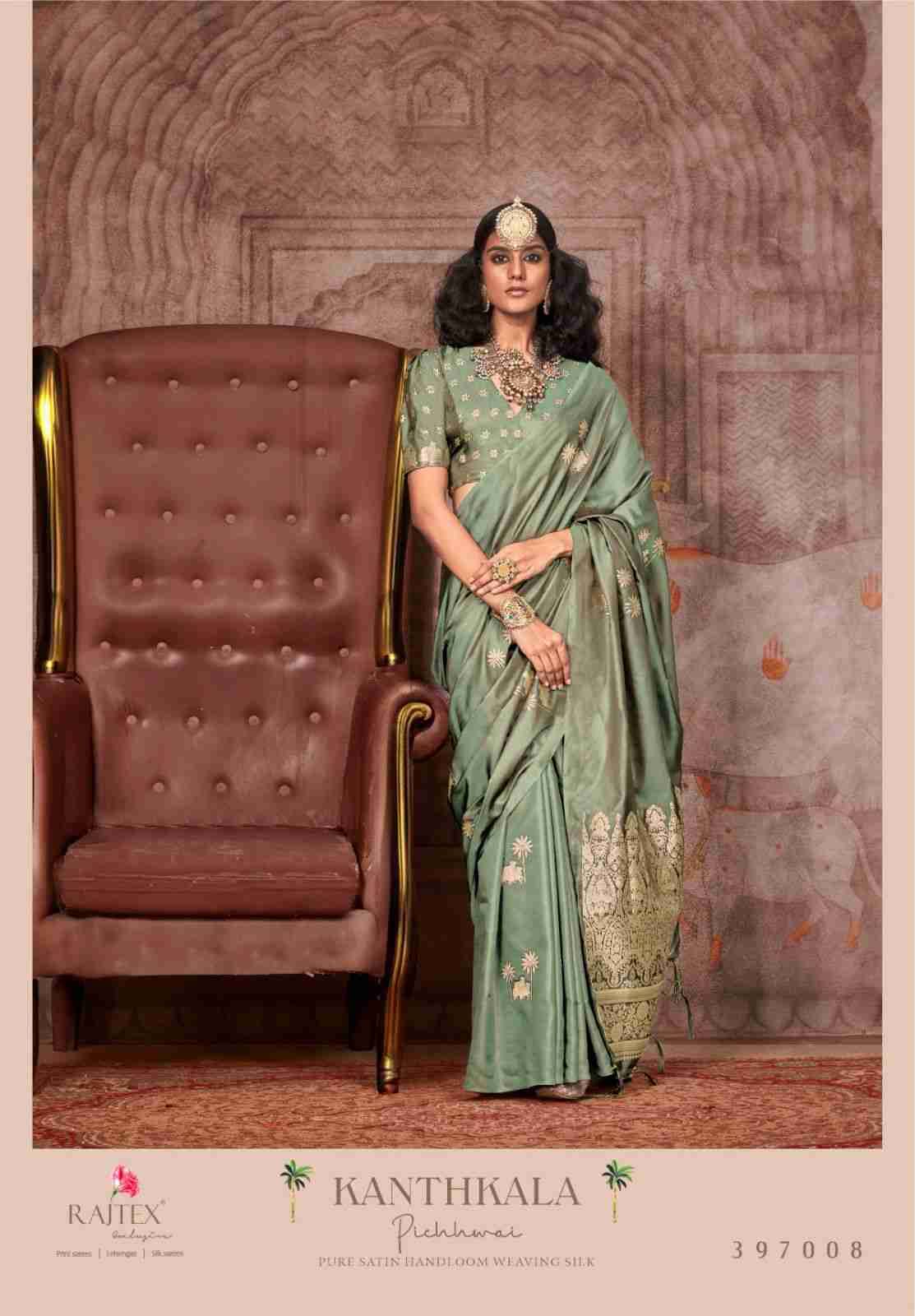 Kanthkala Pichwai Dusty By Raj Tex 397007 To 397010 Series Indian Traditional Wear Collection Beautiful Stylish Fancy Colorful Party Wear & Occasional Wear Banarasi Silk Sarees At Wholesale Price