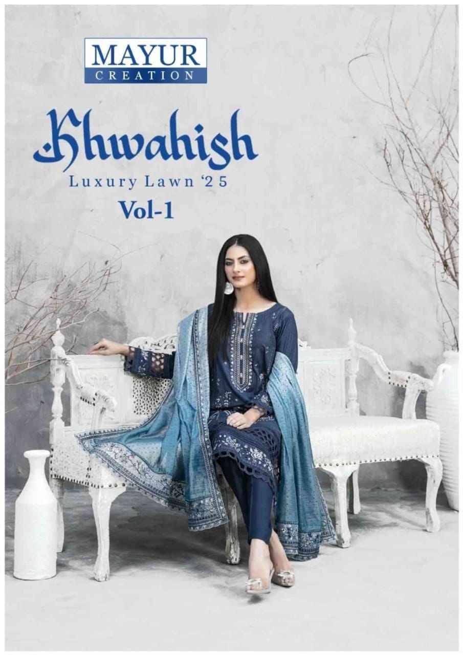 Khwahish Vol-1 By Mayur Creation 1001 To 1008 Series Beautiful Festive Suits Stylish Fancy Colorful Casual Wear & Ethnic Wear Lawn Cotton Print Dresses At Wholesale Price