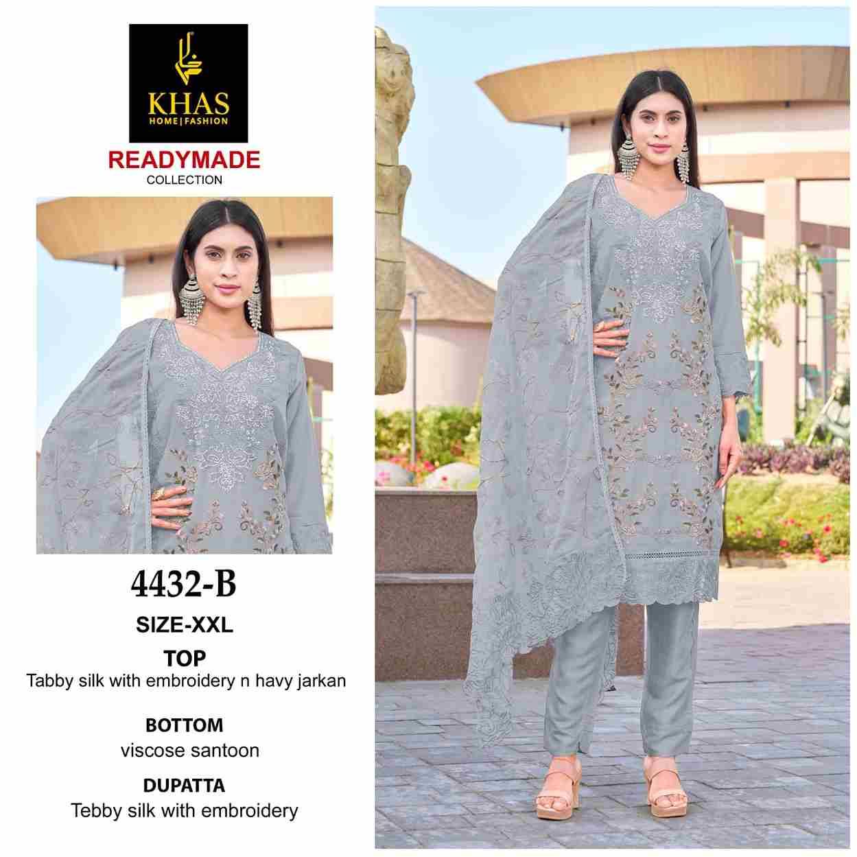 Khas 4432 Colours By Khas 4432-A To 4432-C Series Beautiful Pakistani Suits Colorful Stylish Fancy Casual Wear & Ethnic Wear Tabby Silk Embroidered Dresses At Wholesale Price