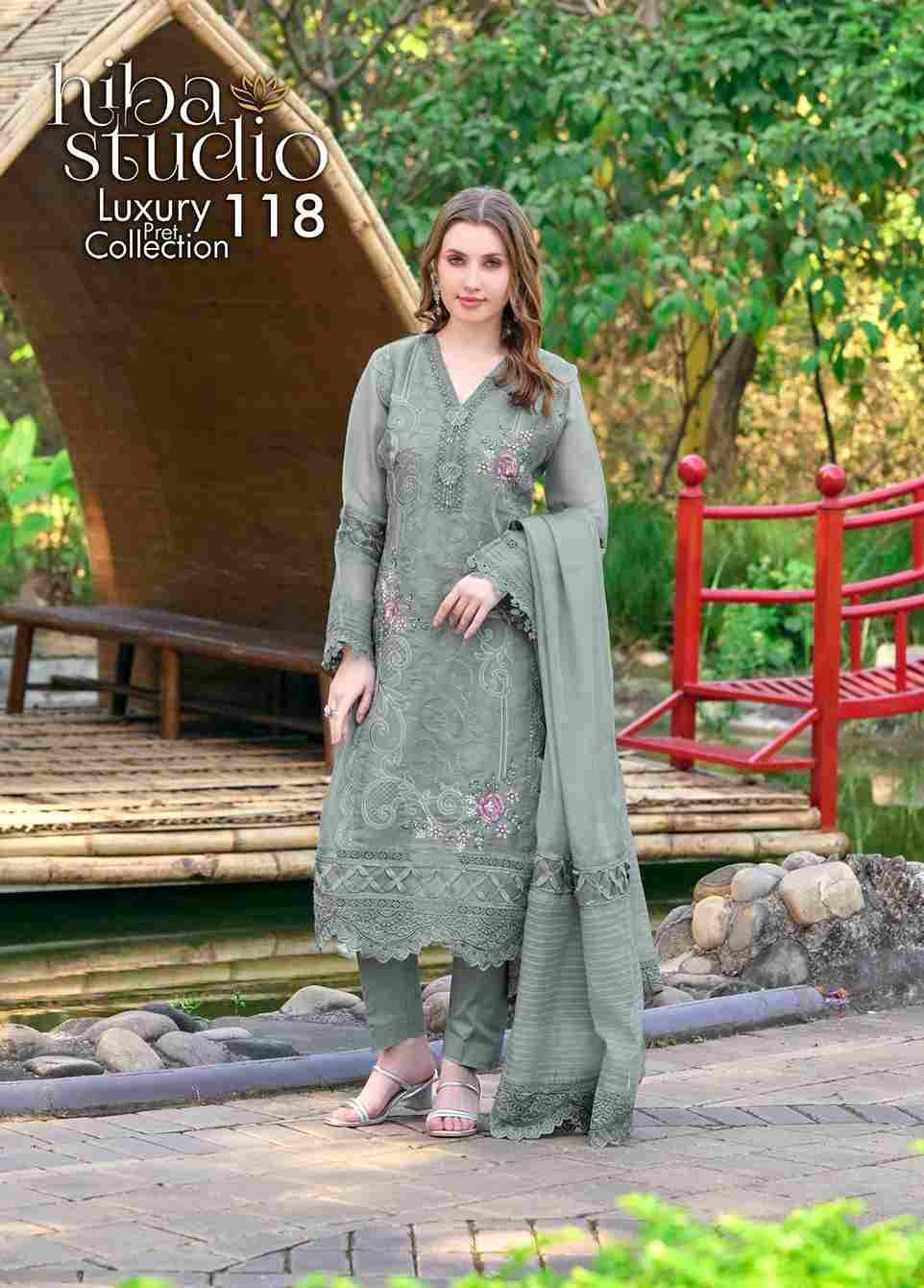 Luxury Pret Collection Vol-118 By Hiba Fashion 118-A To 118-C Series Beautiful Pakistani Suits Colorful Stylish Fancy Casual Wear & Ethnic Wear Organza Dresses At Wholesale Price