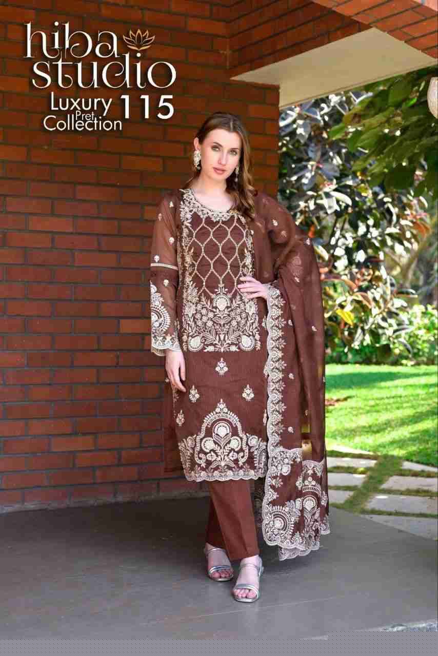 Luxury Pret Collection Vol-115 By Hiba Fashion 115-A To 115-C Series Beautiful Pakistani Suits Colorful Stylish Fancy Casual Wear & Ethnic Wear Organza Dresses At Wholesale Price
