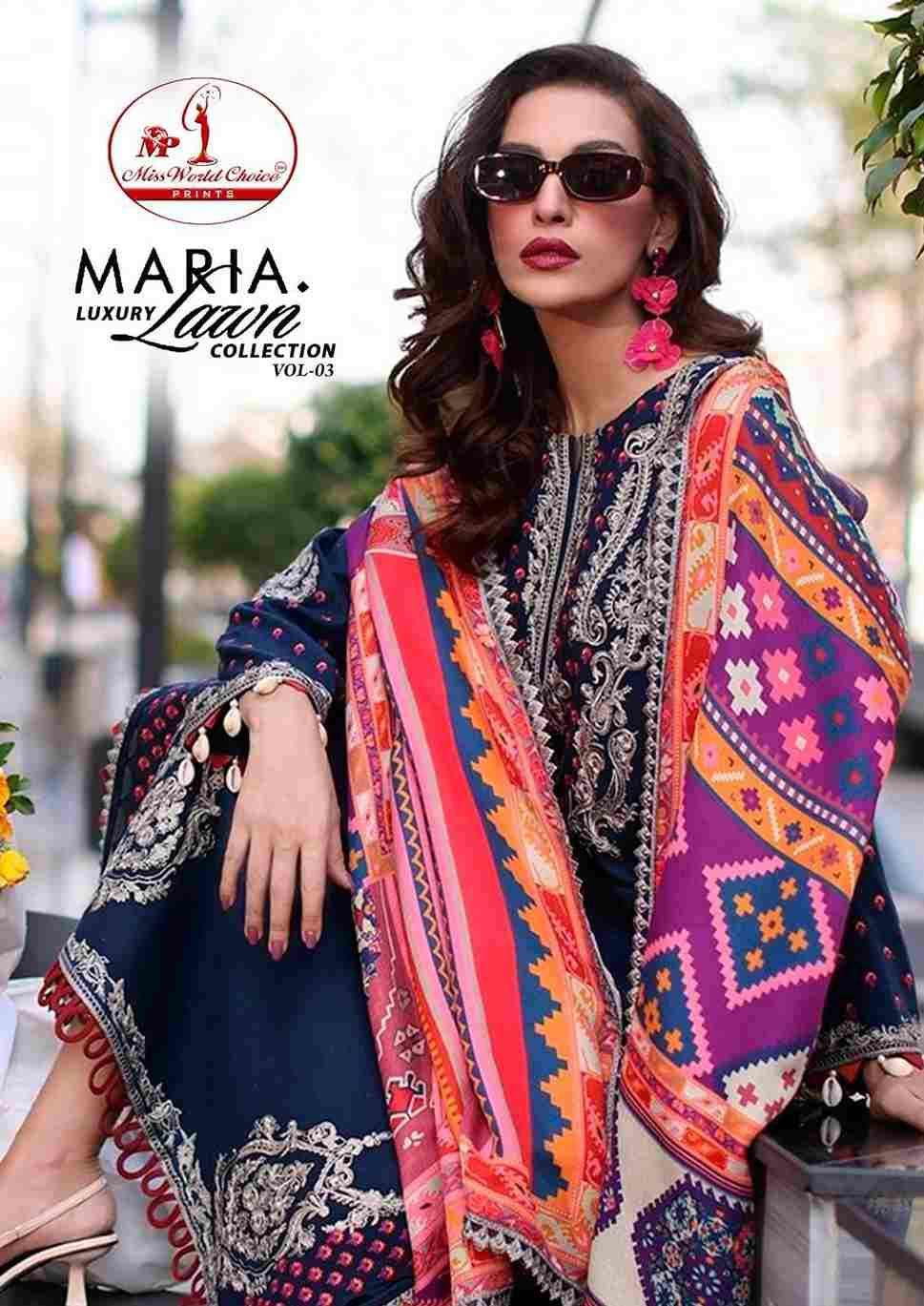 Maria.B. Luxury Lawn Collection Vol-3 By Miss World Choice 3001 To 3006 Series Beautiful Festive Suits Stylish Fancy Colorful Casual Wear & Ethnic Wear Lawn Cotton Print Dresses At Wholesale Price