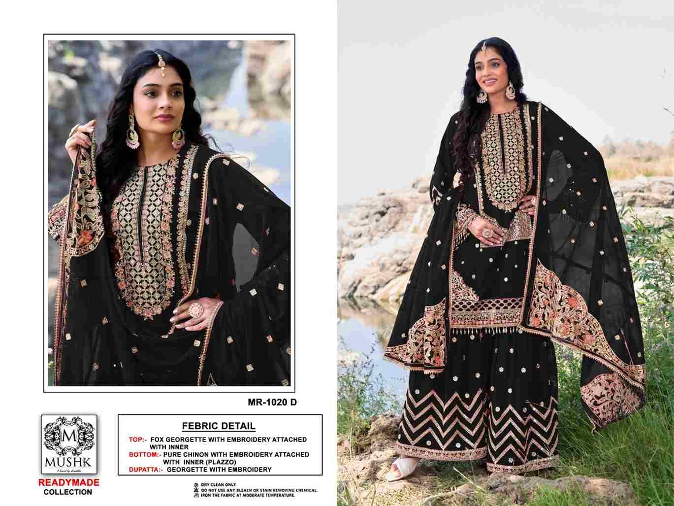 Mushk Hit Design R-1020 Colours By Mushk R-1020-A To R-1020-D Series Beautiful Winter Collection Pakistani Suits Stylish Fancy Colorful Casual Wear & Ethnic Wear Heavy Georgette Embroidery Dresses At Wholesale Price