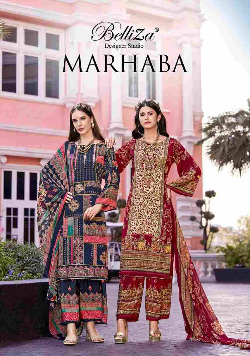 Marhaba By Belliza 819-001 To 819-008 Series Beautiful Festive Suits Stylish Fancy Colorful Casual Wear & Ethnic Wear Pure Crepe Print Dresses At Wholesale Price