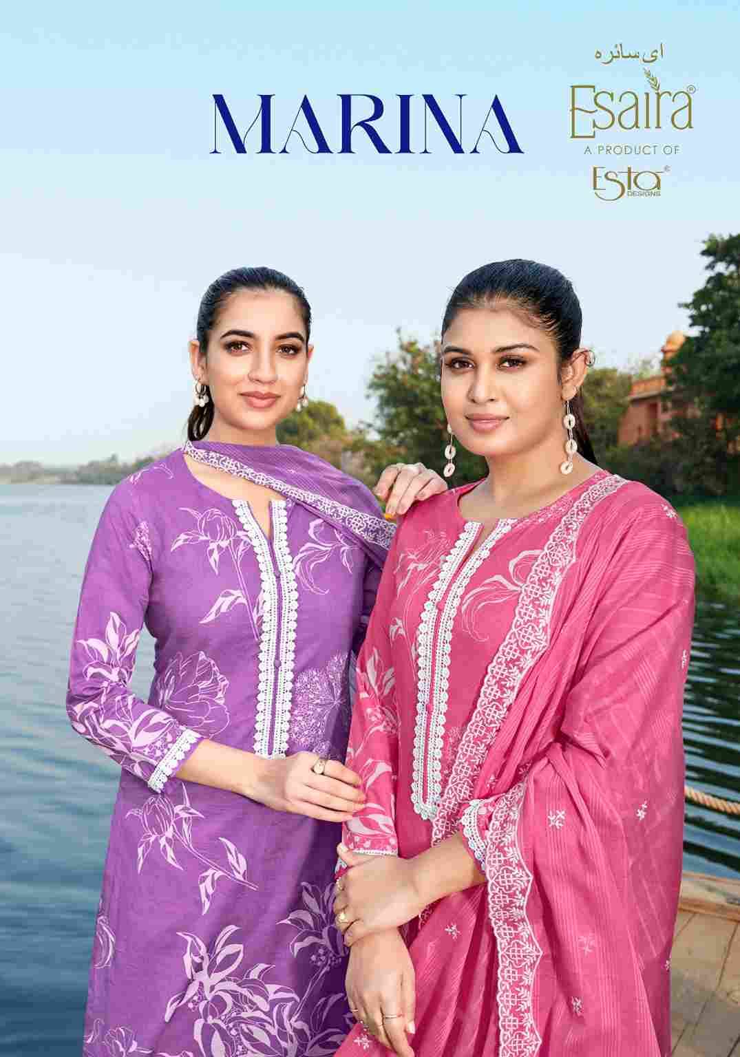 Marina By Esta Designs 1001 To 1008 Series Beautiful Festive Suits Colorful Stylish Fancy Casual Wear & Ethnic Wear Cambric Cotton Dresses At Wholesale Price