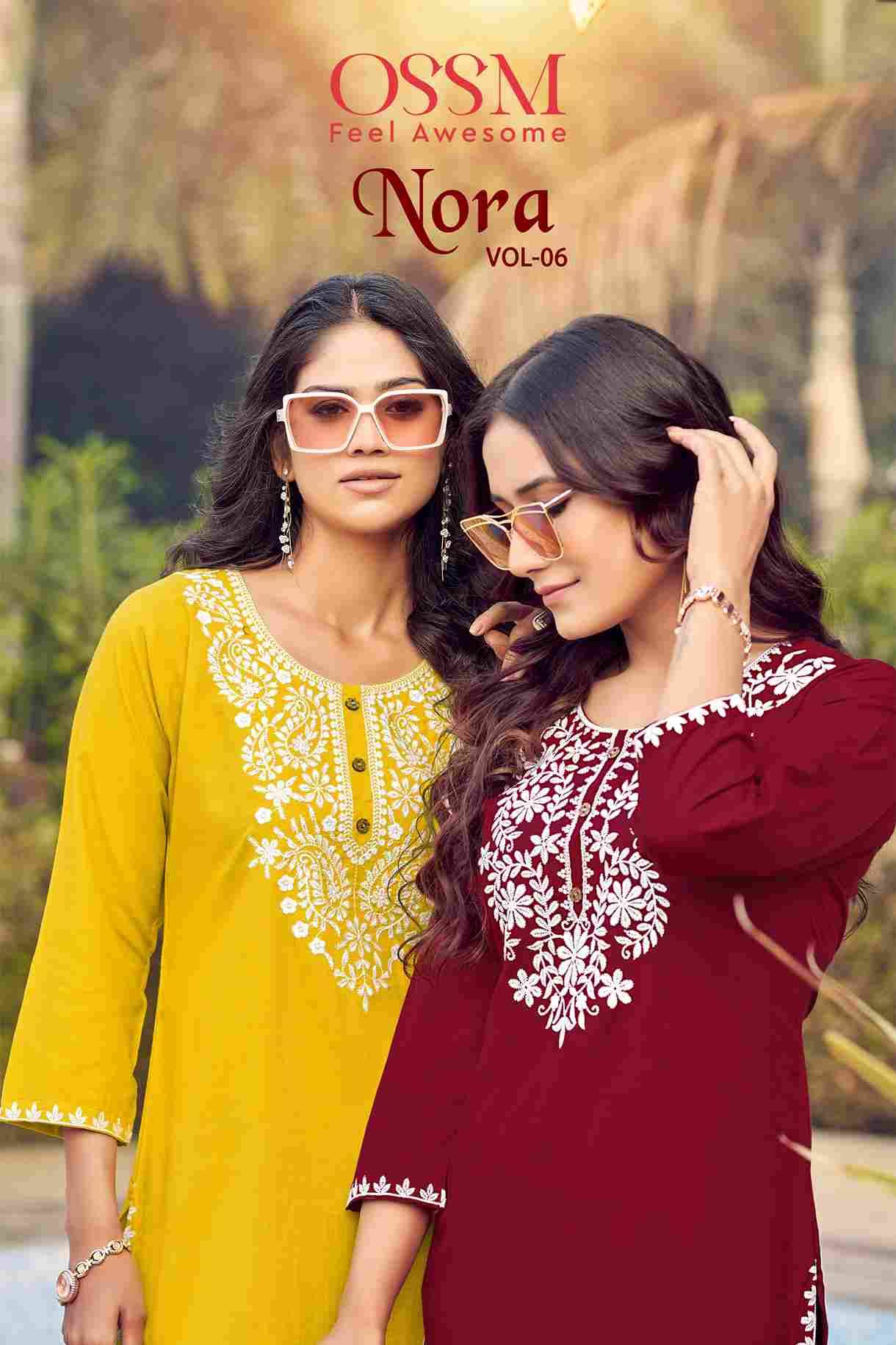 Nora Vol-6 By Ossm 1001 To 1006 Series Designer Stylish Fancy Colorful Beautiful Party Wear & Ethnic Wear Collection Rayon Slub Tops At Wholesale Price