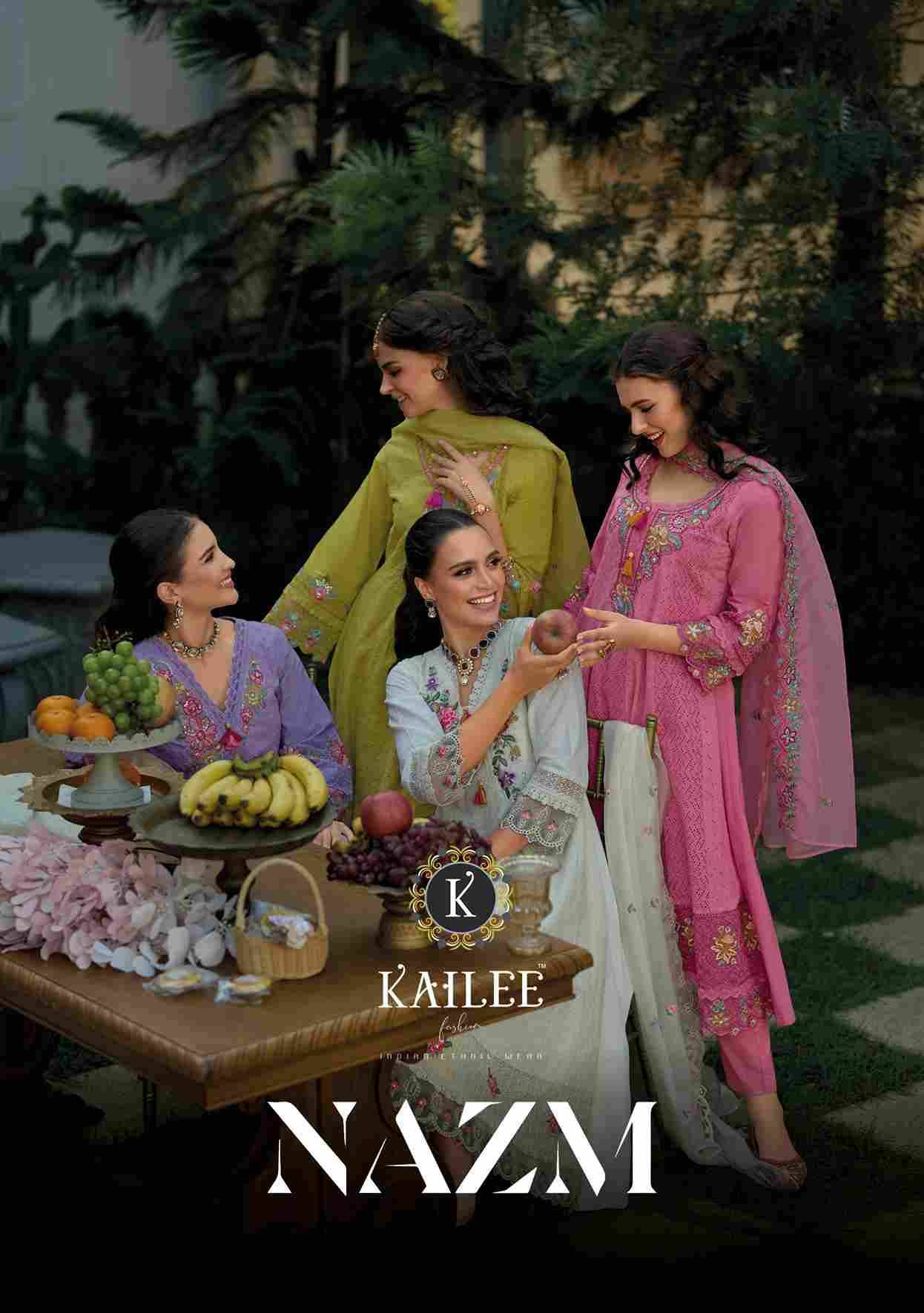 Nazm By Kailee 43701 To 43704 Series Beautiful Stylish Festive Suits Fancy Colorful Casual Wear & Ethnic Wear & Ready To Wear Pure Cotton Dresses At Wholesale Price