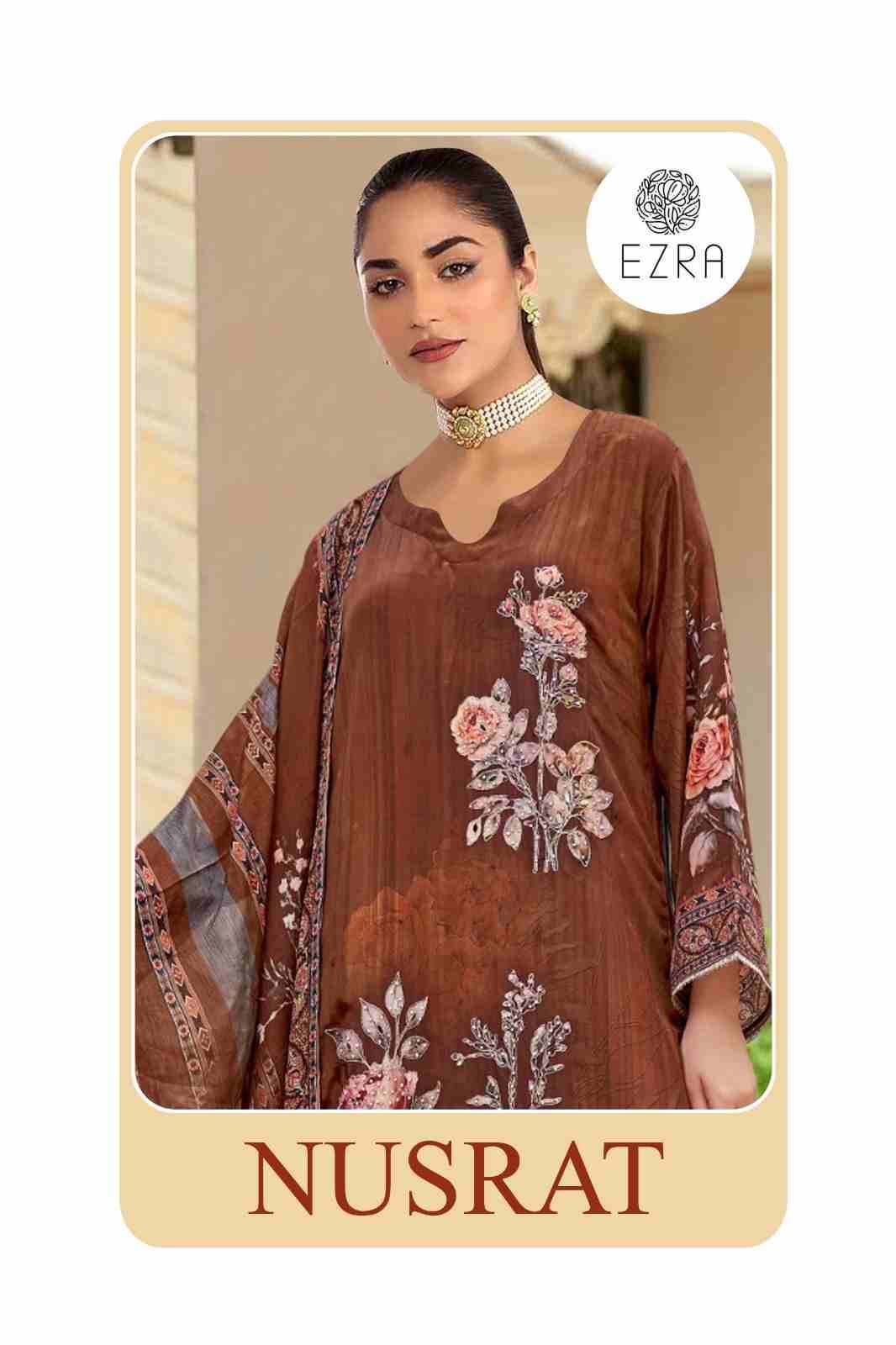 Nusrat By Ezra 1001 To 1005 Series Beautiful Festive Suits Stylish Fancy Colorful Casual Wear & Ethnic Wear Pure Muslin Cotton Print Dresses At Wholesale Price