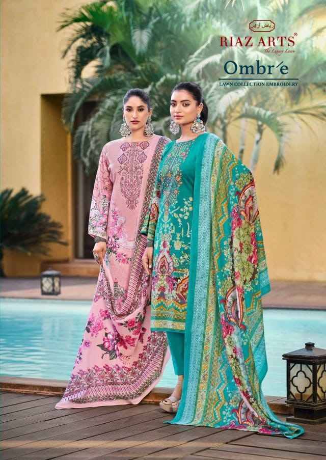 Ombre By Riaz Arts 1001 To 1008 Series Beautiful Festive Suits Stylish Fancy Colorful Casual Wear & Ethnic Wear Pure Cambric Lawn Print Dresses At Wholesale Price