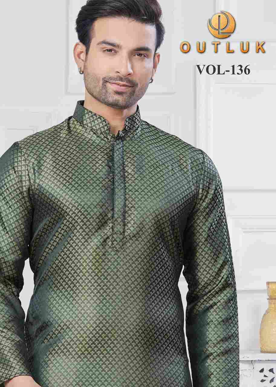 Outluk Vol-136 By Outluk 136001 To 136009 Series Beautiful Colorful Stylish Fancy Casual Wear & Ethnic Wear & Ready To Wear Jacquard Silk Kurtas With Pajamas At Wholesale Price