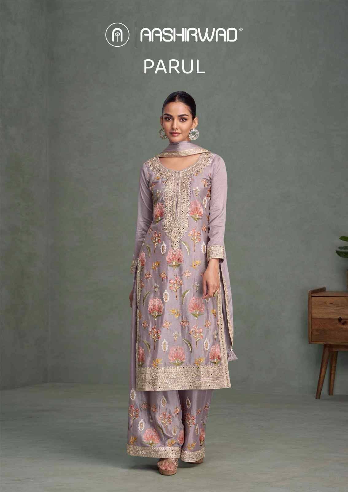 Parul By Aashirwad Creation 10190 To 10192 Series Beautiful Festive Suits Colorful Stylish Fancy Casual Wear & Ethnic Wear Chinnon Silk Dresses At Wholesale Price