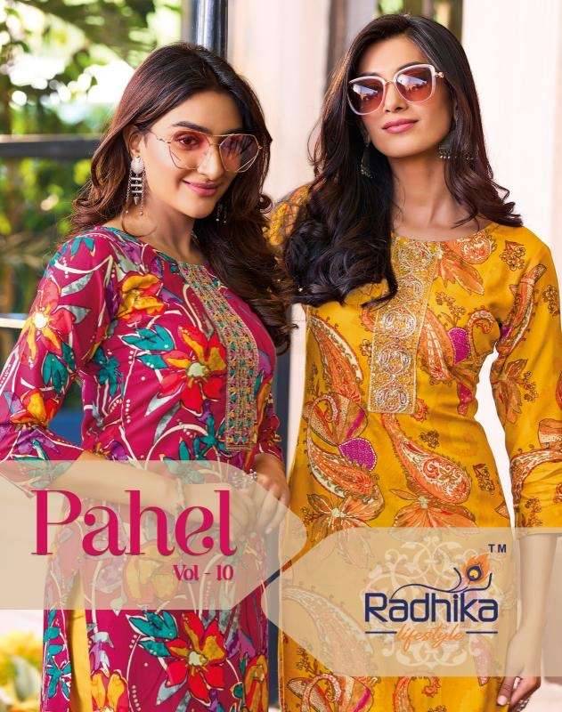 Pahel Vol-10 By Radhika Lifestyle 10001 To 10008 Series Designer Festive Suits Collection Beautiful Stylish Fancy Colorful Party Wear & Occasional Wear Rayon Print Kurtis At Wholesale Price