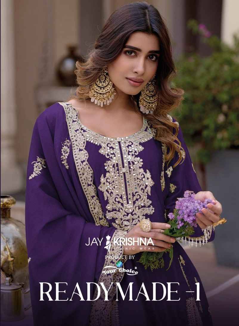 Readymade Vol-1 By Jay Krishna 1001 To 1003 Series Beautiful Stylish Sharara Suits Fancy Colorful Casual Wear & Ethnic Wear & Ready To Wear Heavy Chinnon Dresses At Wholesale Price