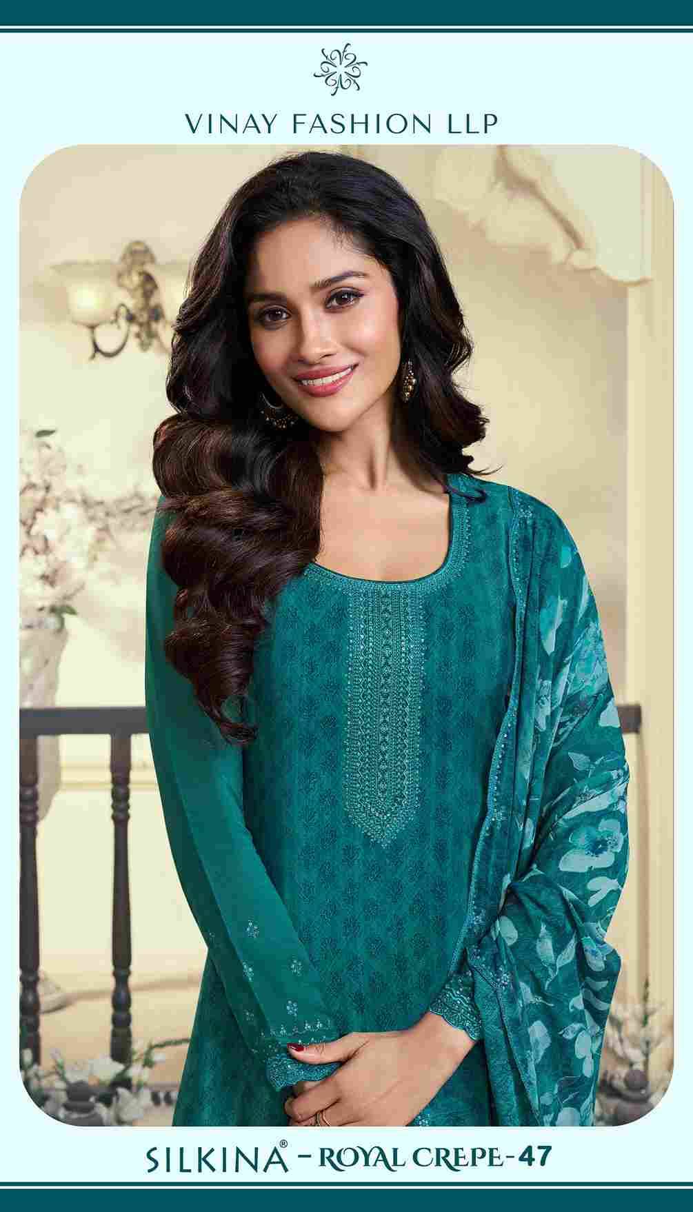 Royal Crepe Vol-47 By Vinay Fashion 74041 To 74048 Series Designer Festive Suits Collection Beautiful Stylish Fancy Colorful Party Wear & Occasional Wear Royal Crepe Dresses At Wholesale Price