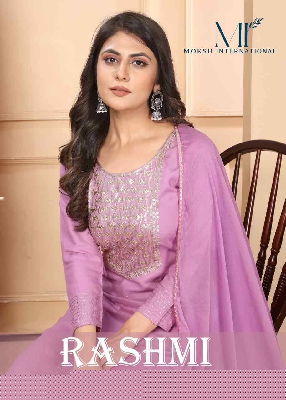 Rashmi Vol-1 By Moksh International 9001 To 9005 Series Beautiful Stylish Festive Suits Fancy Colorful Casual Wear & Ethnic Wear & Ready To Wear Pure Rayon Dresses At Wholesale Price