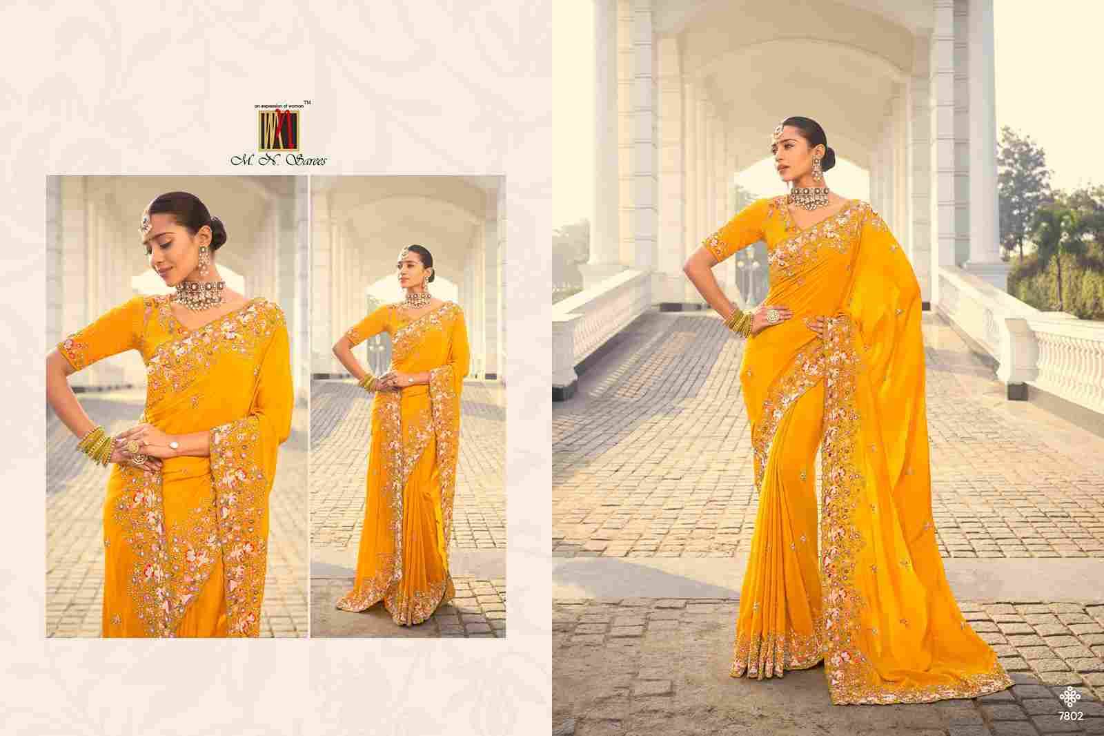 Shahi Poshak Vol-3 By M.N. Sarees 7801 To 7809 Series Indian Traditional Wear Collection Beautiful Stylish Fancy Colorful Party Wear & Occasional Wear Pure Organza/Jacquard Sarees At Wholesale Price