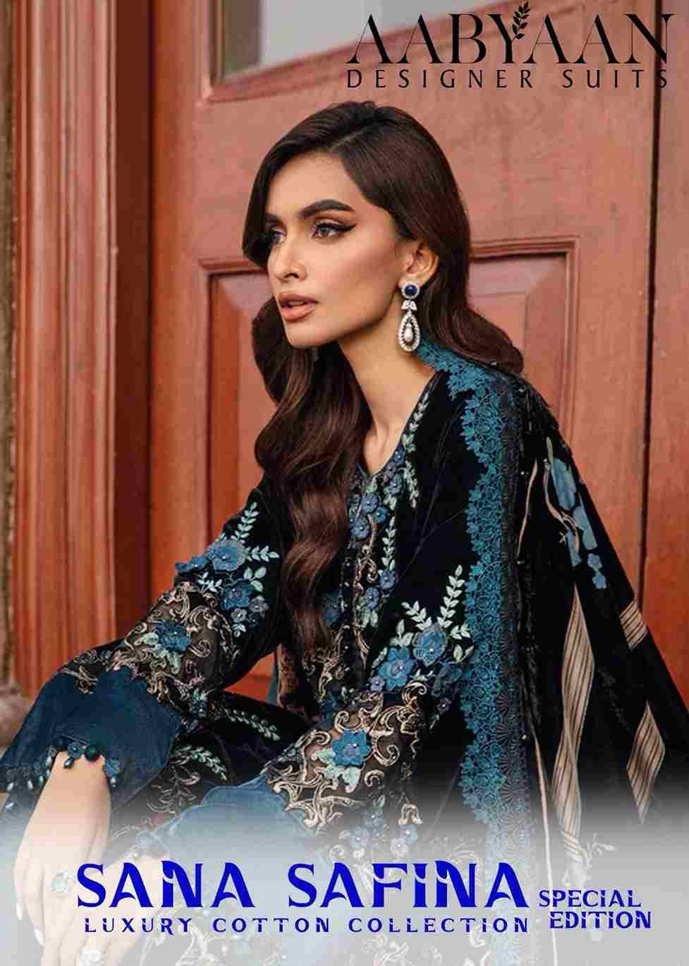 Sana Safina Special Edition By Aabyaan 101 To 106 Series Beautiful Stylish Festive Suits Fancy Colorful Casual Wear & Ethnic Wear & Ready To Wear Pure Cotton Dresses At Wholesale Price