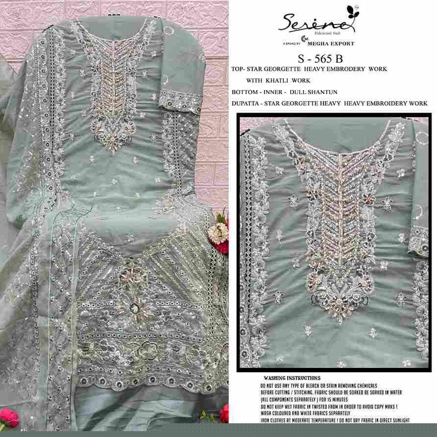Serene Hit Design S-565 Colours By Serene S-565-A To S-565-D Series Designer Pakistani Suits Beautiful Fancy Colorful Stylish Party Wear & Occasional Wear Georgette Embroidered Dresses At Wholesale Price