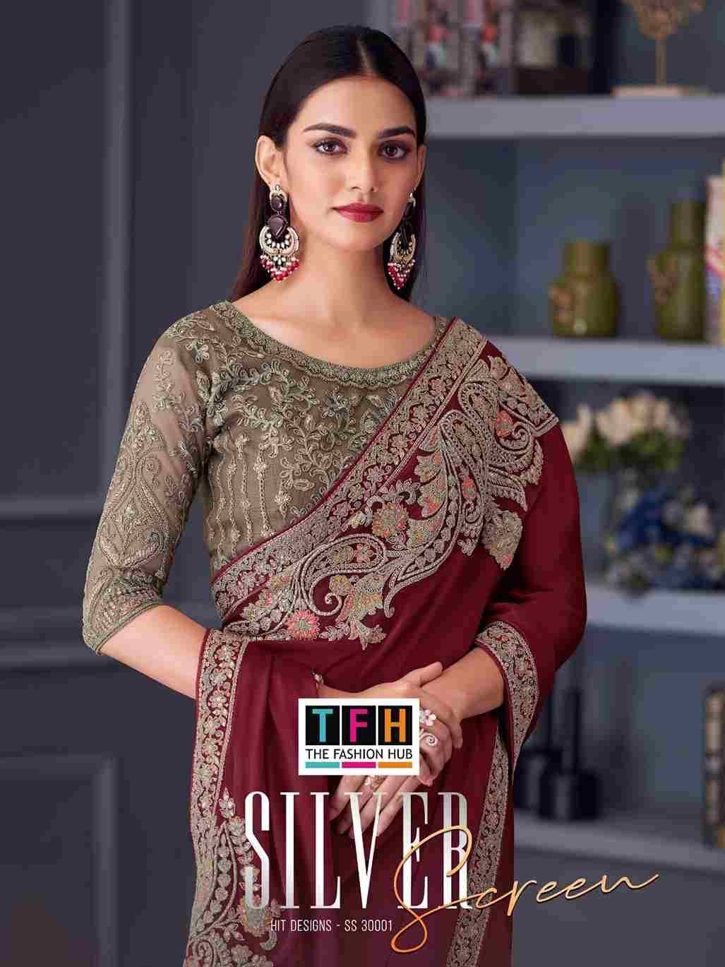 Silver Screen 30001 Colours By TFH 30001 -A To 30001-G Series Indian Traditional Wear Collection Beautiful Stylish Fancy Colorful Party Wear & Occasional Wear Satin Silk Sarees At Wholesale Price