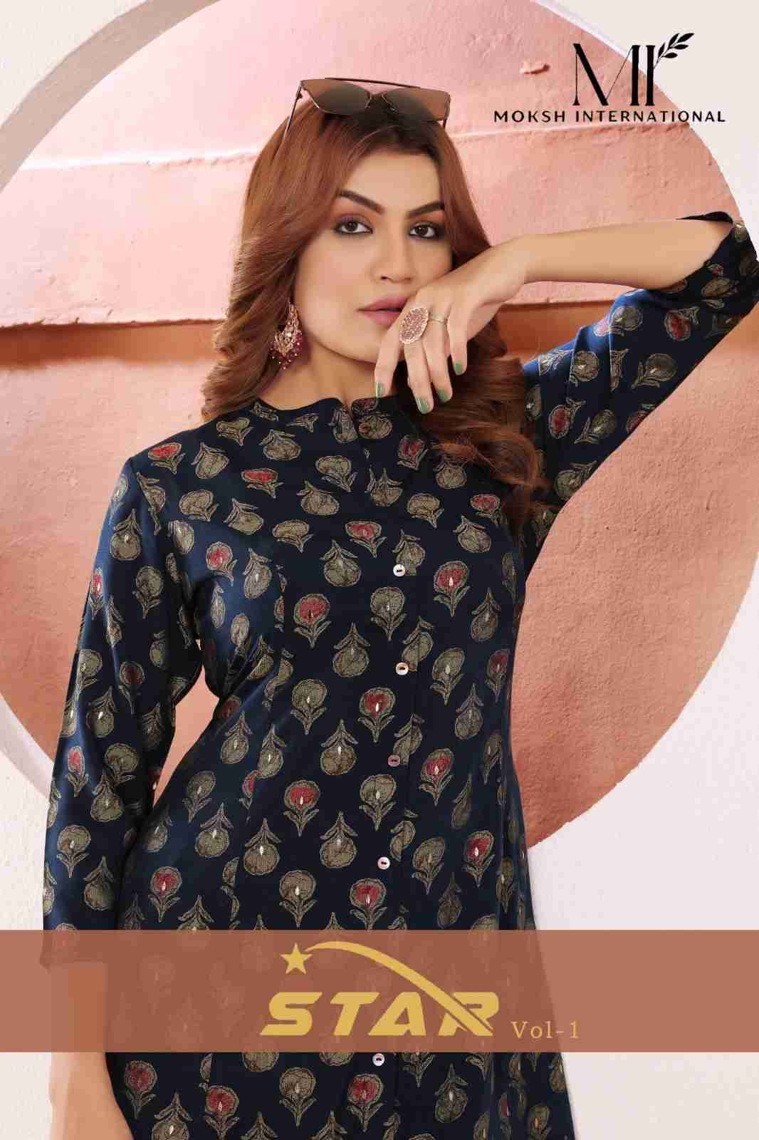 Star Vol-1 By Moksh International 5111 To 5113 Series Designer Festive Collection Beautiful Stylish Fancy Colorful Party Wear & Occasional Wear Viscose Muslin Kurtis At Wholesale Price