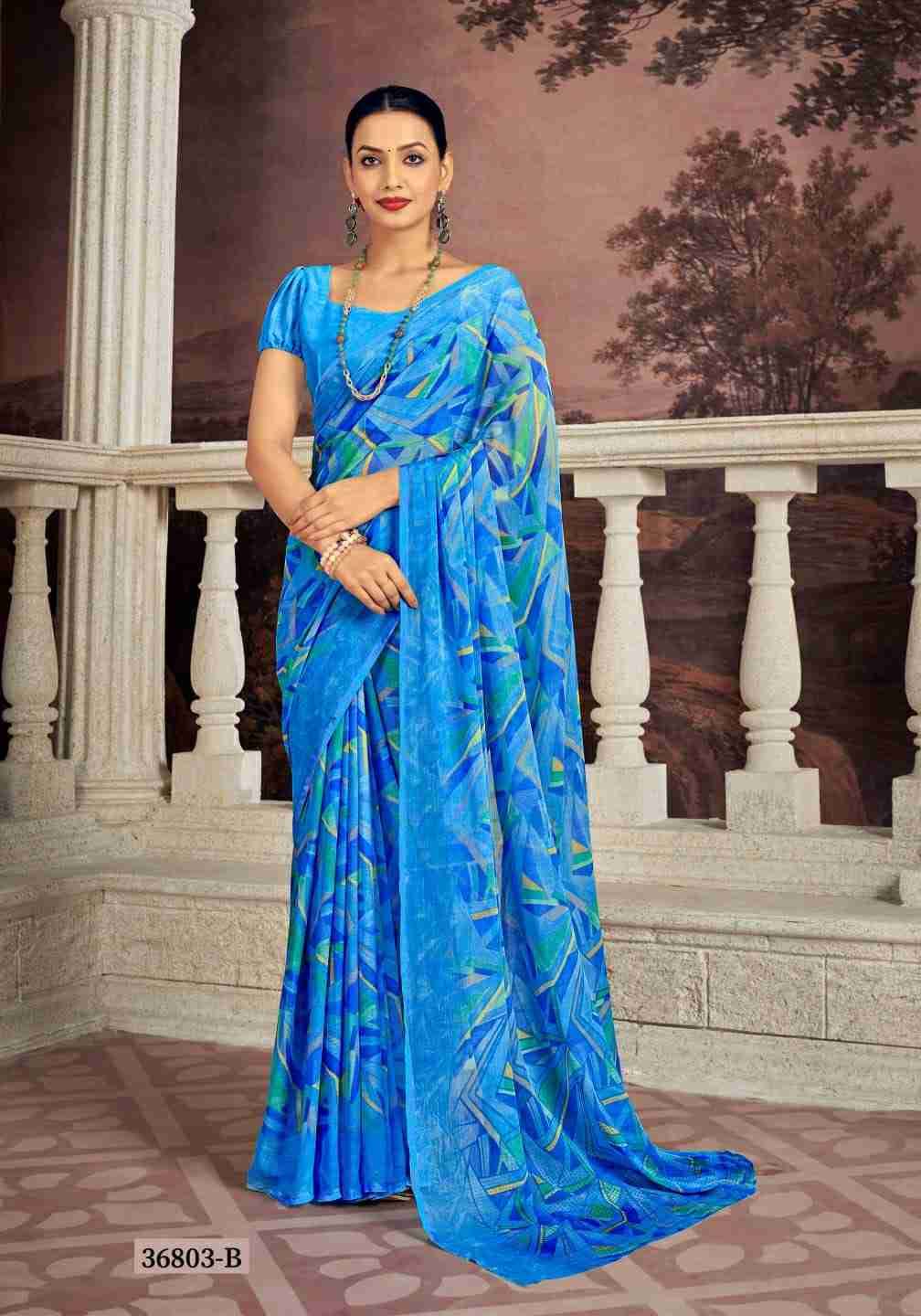 STAR CHIFFON HITS VOL-2 BY RUCHI 36801-A TO 36806-B SERIES INDIAN TRADITIONAL WEAR COLLECTION BEAUTIFUL STYLISH FANCY COLORFUL PARTY WEAR & OCCASIONAL WEAR CHIFFON SAREES AT WHOLESALE PRICE