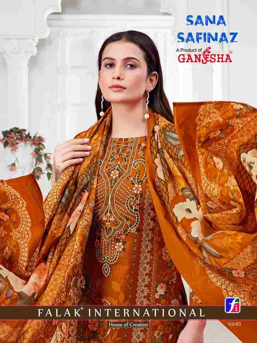 Sana Safinaz Vol-3 By Falak International 3006 To 3013 Series Beautiful Stylish Festive Suits Fancy Colorful Casual Wear & Ethnic Wear & Ready To Wear Cotton Print Dresses At Wholesale Price