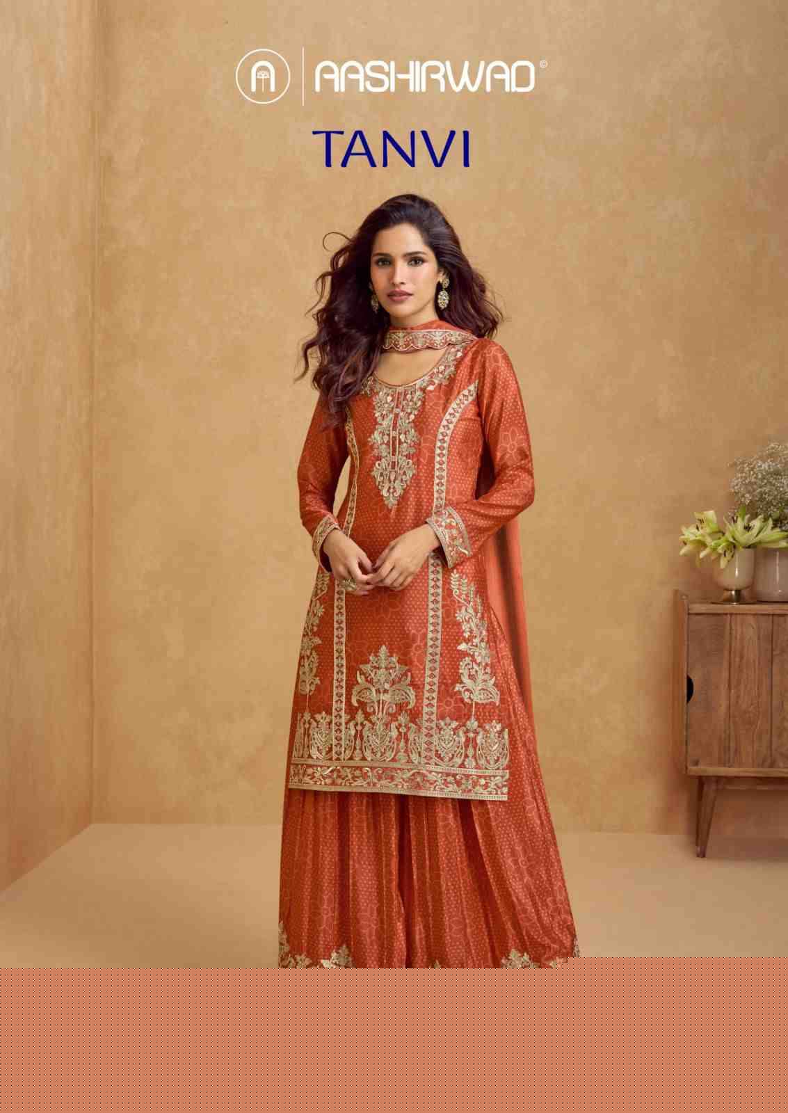 Tanvi By Aashirwad Creation 10284 To 10287 Series Beautiful Suits Colorful Stylish Fancy Casual Wear & Ethnic Wear Chinnon Silk Dresses At Wholesale Price