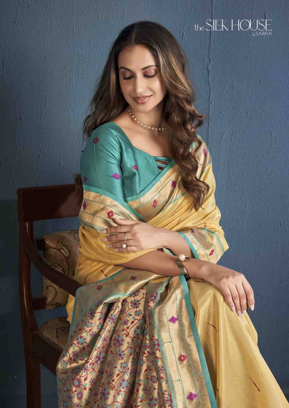 VAMIKA SILK BY SARHA 114501 TO 114506 SERIES INDIAN TRADITIONAL WEAR COLLECTION BEAUTIFUL STYLISH FANCY COLORFUL PARTY WEAR & OCCASIONAL WEAR SOFT TISSUE SAREES AT WHOLESALE PRICE