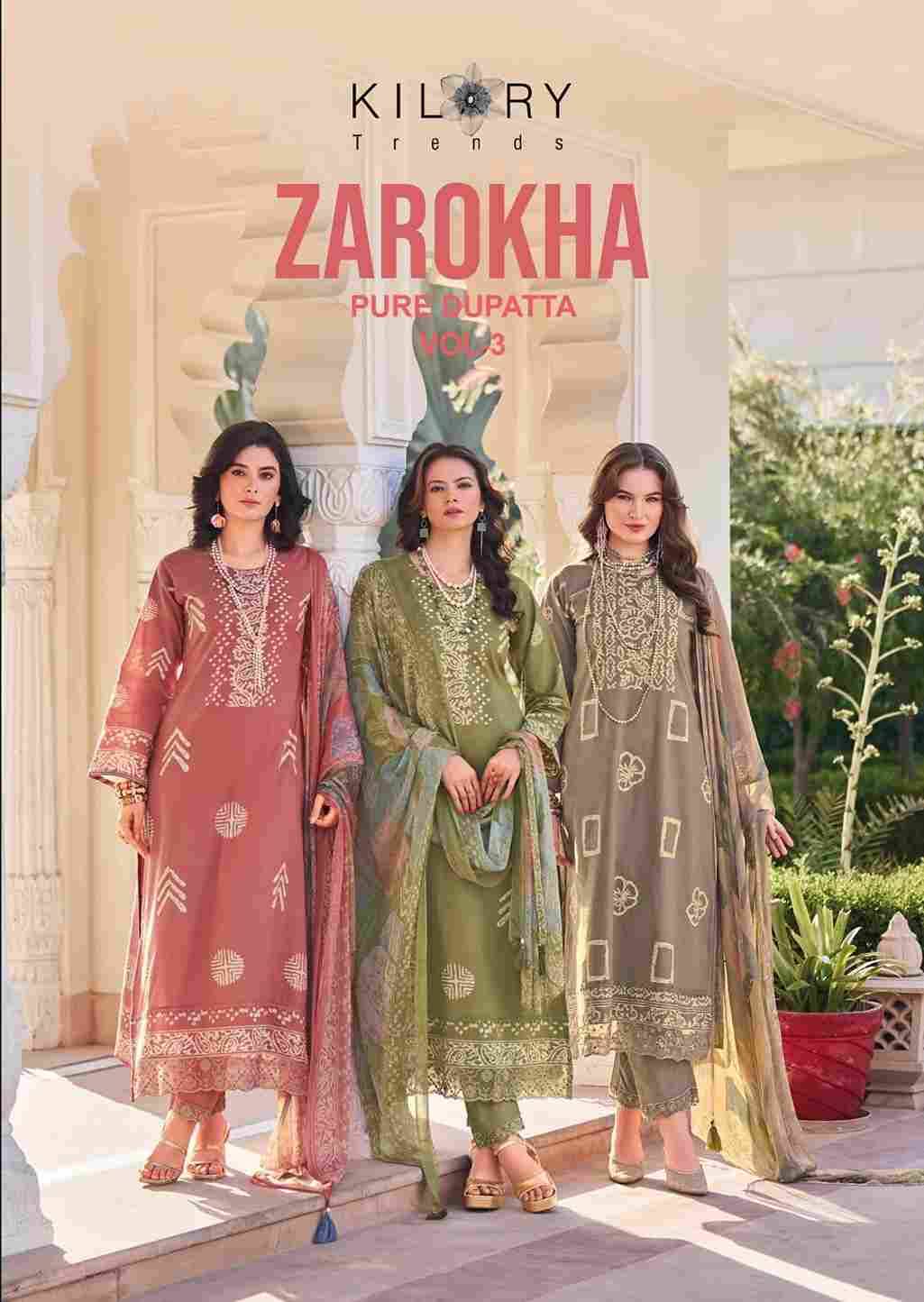 Zarokha Vol-3 By Kilory 1491 To 1498 Series Beautiful Festive Suits Colorful Stylish Fancy Casual Wear & Ethnic Wear Pure Lawn Cotton Dresses At Wholesale Price