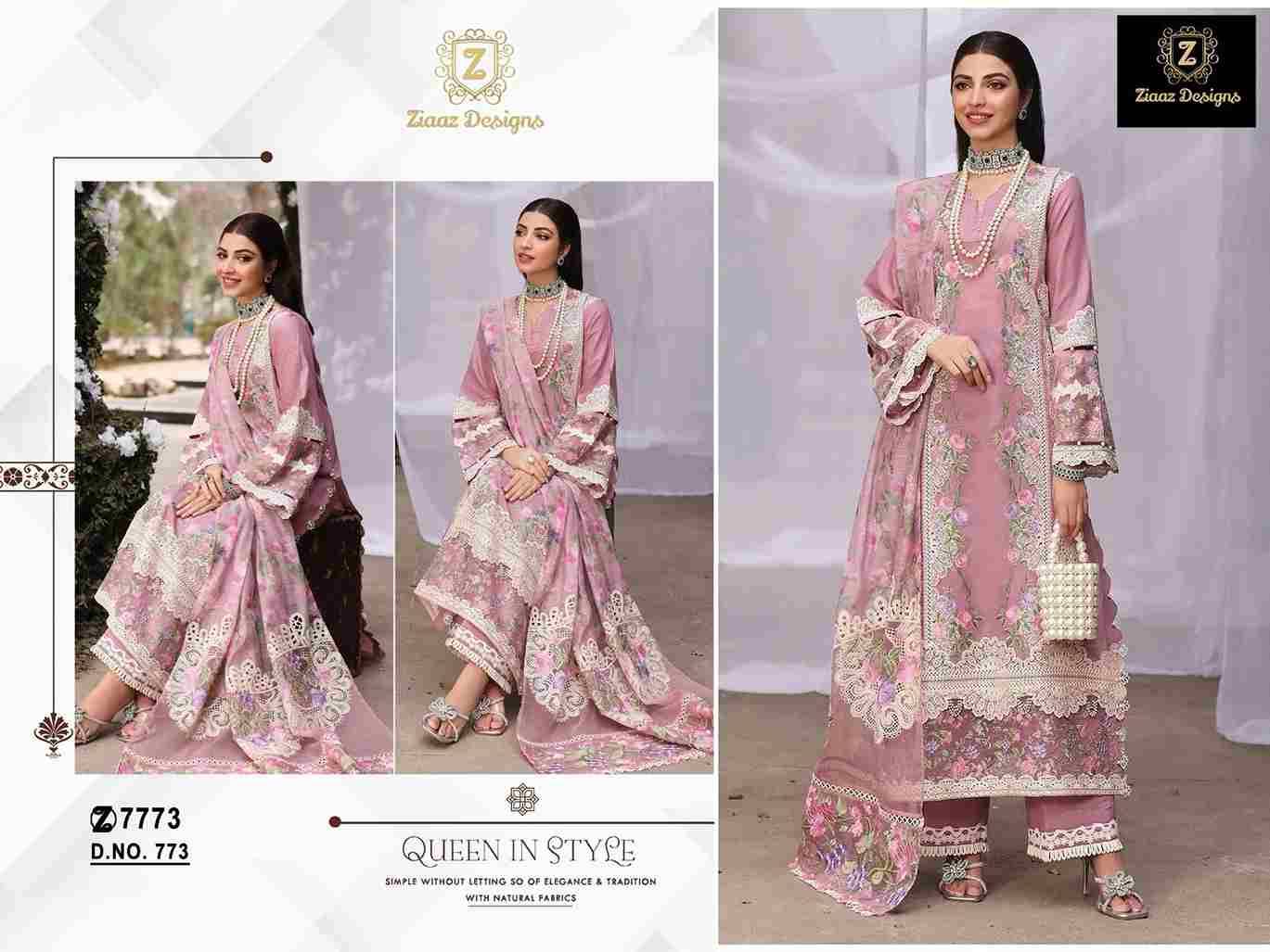 Ziaaz Designs Hit Design 773 By Ziaaz Designs Beautiful Pakistani Suits Colorful Stylish Fancy Casual Wear & Ethnic Wear Cotton Embroidered Dresses At Wholesale Price