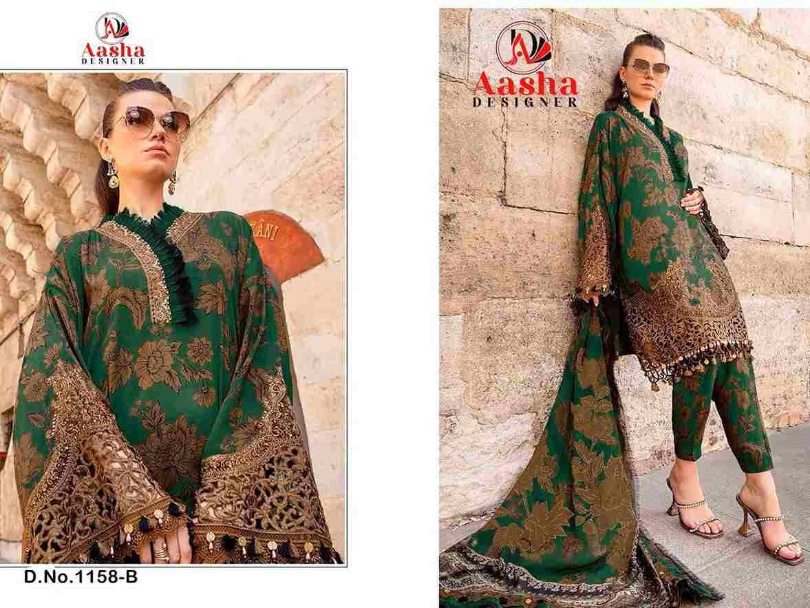 Aasha 1158 Colours By Aasha Designer 1158-A To 1158-B Series Pakistani Suits Beautiful Fancy Colorful Stylish Party Wear & Occasional Wear Pure Cotton Embroidery Dresses At Wholesale Price