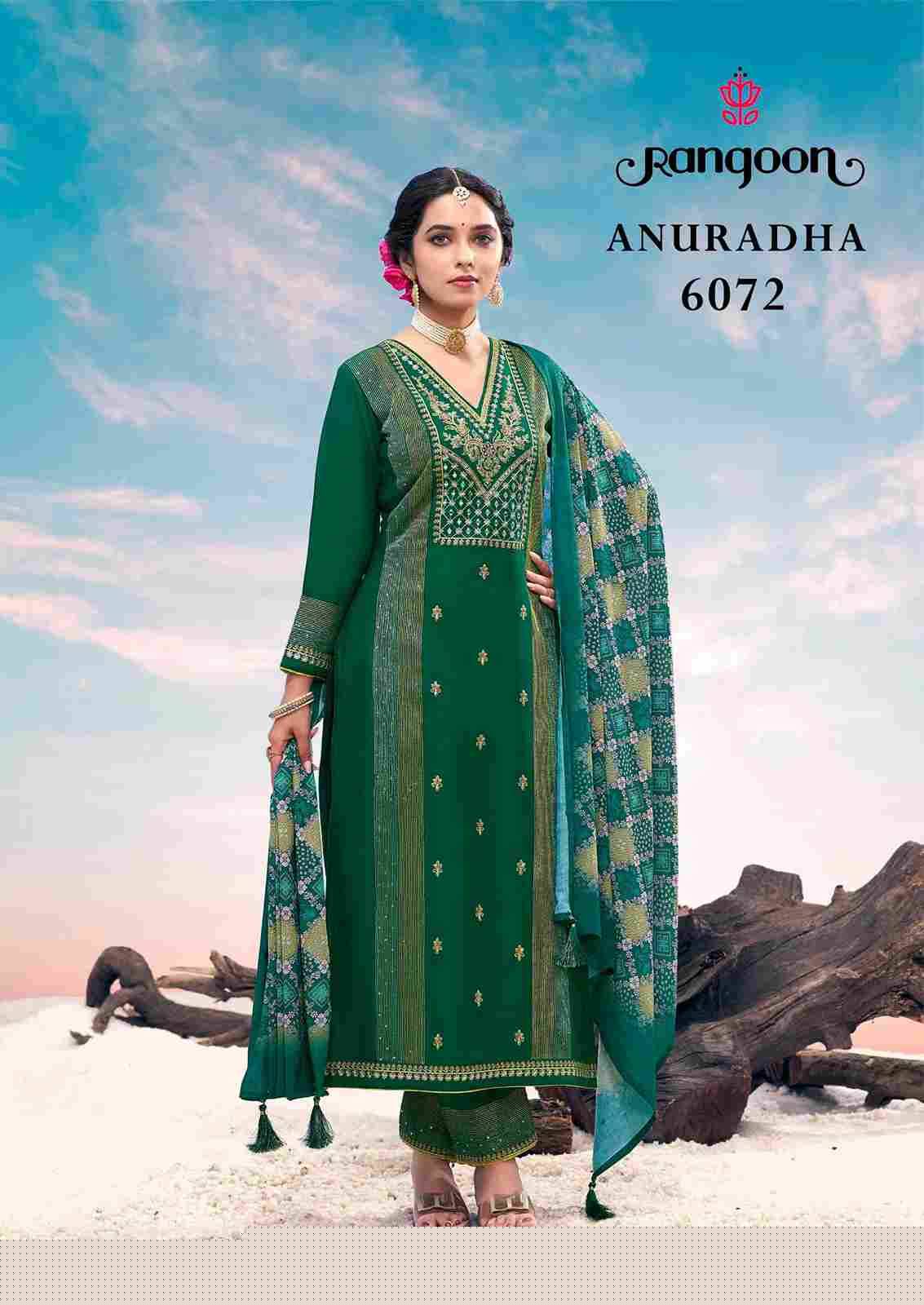 Anuradha By Rangoon 6071 To 6076 Series Beautiful Stylish Festive Suits Fancy Colorful Casual Wear & Ethnic Wear & Ready To Wear Rayon Embroidered Dresses At Wholesale Price