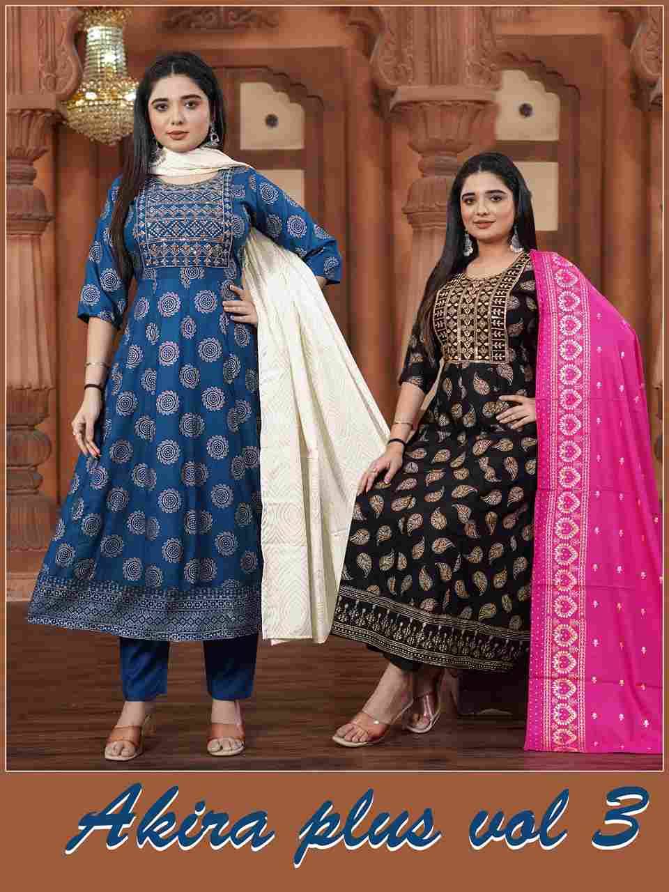 Akira Plus Vol-3 By Padmavati Textiles 1001 To 1008 Series Beautiful Festive Suits Colorful Stylish Fancy Casual Wear & Ethnic Wear Rayon Foil Dresses At Wholesale Price