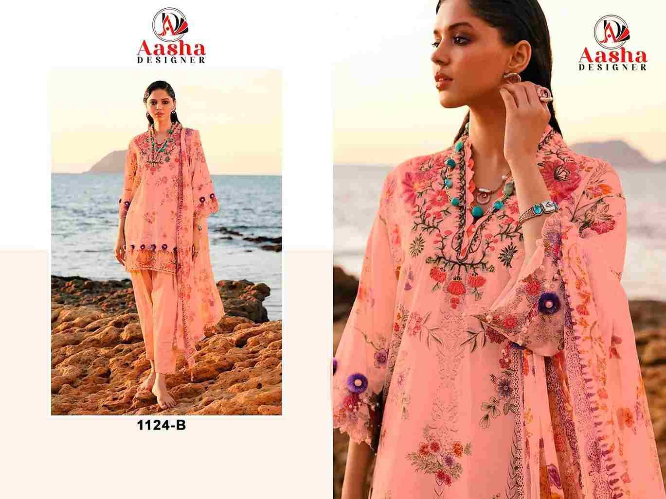 Aasha 1124 Colours By Aasha Designer 1124-A To 1124-B Series Pakistani Suits Beautiful Fancy Colorful Stylish Party Wear & Occasional Wear Pure Cotton Embroidery Dresses At Wholesale Price
