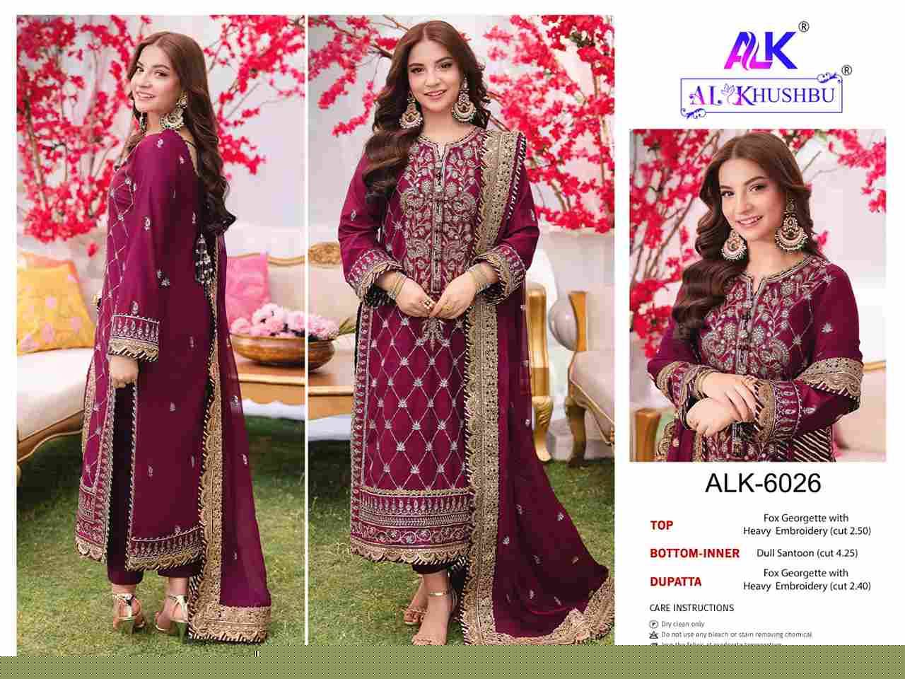 Al Khushbu Hit Design 6026 By Al Khushbu Beautiful Pakistani Suits Colorful Stylish Fancy Casual Wear & Ethnic Wear Faux Georgette Embroidered Dresses At Wholesale Price