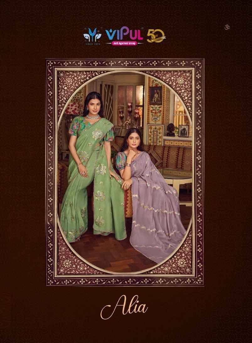 Alia By Vipul Fashion 86103 To 86108 Series Indian Traditional Wear Collection Beautiful Stylish Fancy Colorful Party Wear & Occasional Wear Chiffon Sarees At Wholesale Price