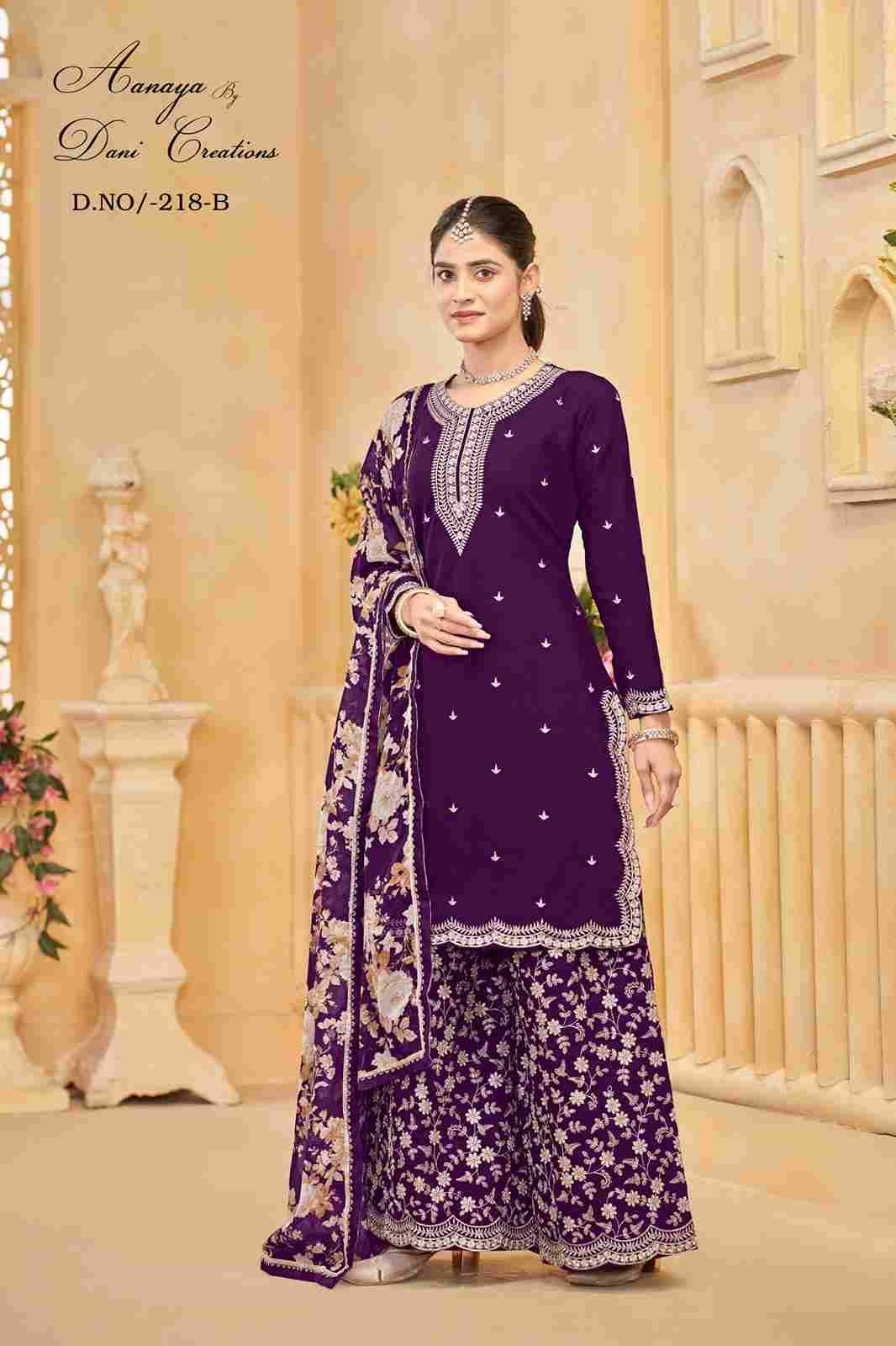 Aanaya Vol-218 By Twisha 218-A To 218-D Series Designer Sharara Suits Collection Beautiful Stylish Fancy Colorful Party Wear & Occasional Wear Roman Silk Dresses At Wholesale Price
