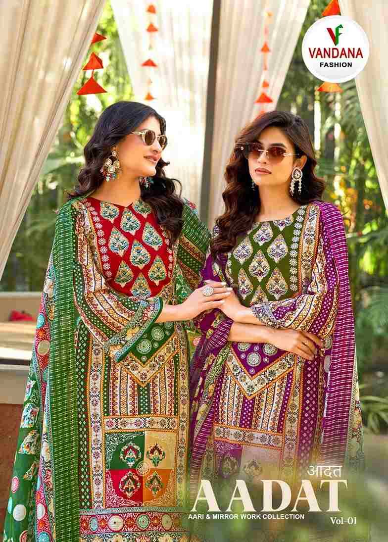 Aadat Vol-1 By Vandana Fashion 1001 To 1006 Series Beautiful Festive Suits Stylish Fancy Colorful Casual Wear & Ethnic Wear Viscose Rayon Print Dresses At Wholesale Price