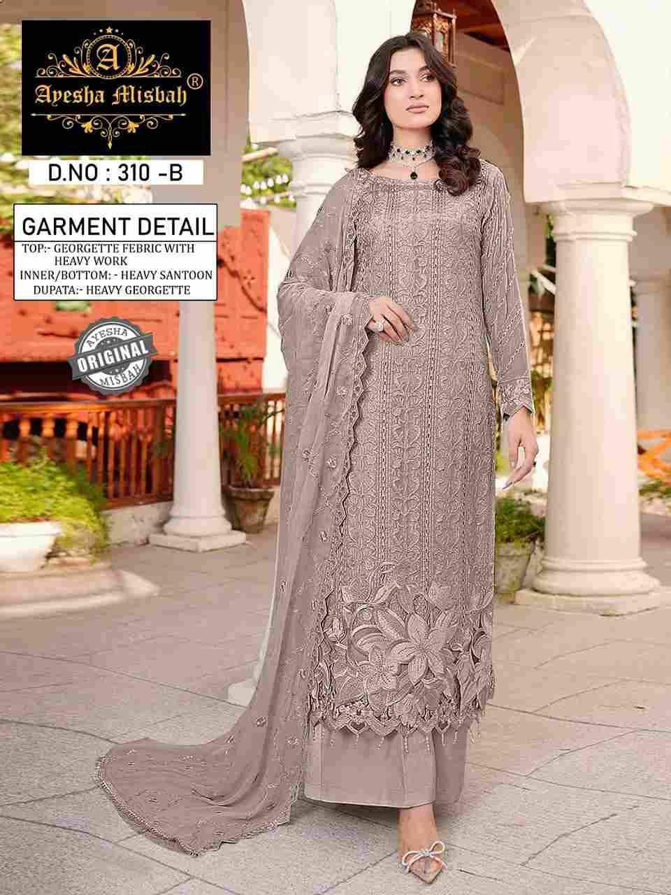 Ayesha Misbah 310 Colours By Fashid Wholesale 310-A To 310-H Series Beautiful Pakistani Suits Colorful Stylish Fancy Casual Wear & Ethnic Wear Georgette Embroidered Dresses At Wholesale Price
