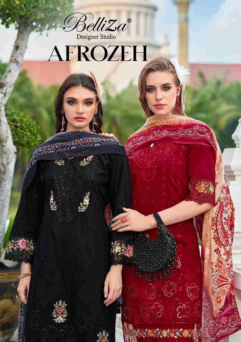 Afrozeh By Belliza 806-001 To 806-006 Series Beautiful Suits Colorful Stylish Fancy Casual Wear & Ethnic Wear Pure Lawn Cotton Print With Embroidered Dresses At Wholesale Price