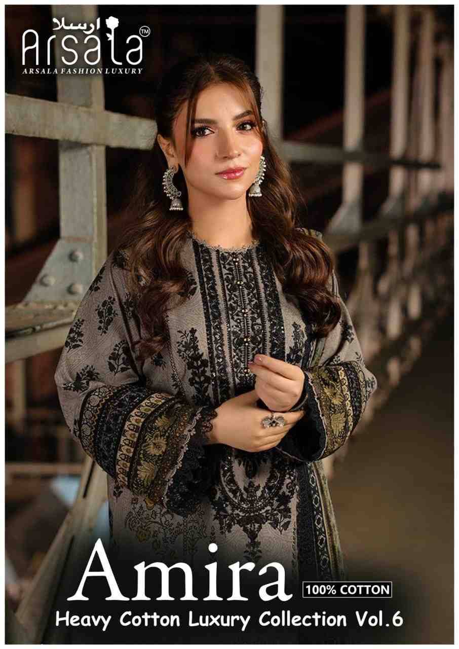 Amira Vol-6 By Arsala 601 To 606 Series Beautiful Festive Suits Stylish Fancy Colorful Casual Wear & Ethnic Wear Pure Lawn Cotton Print Dresses At Wholesale Price