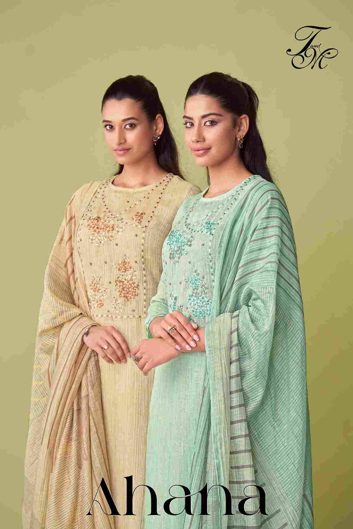 Ahana By T And M Designer Studio Beautiful Festive Suits Colorful Stylish Fancy Casual Wear & Ethnic Wear Pure Linen Dresses At Wholesale Price