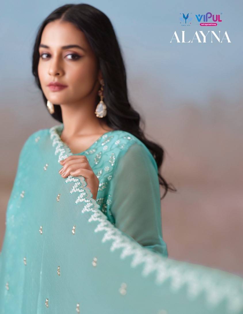 Alayna By Vipul Fashion 6381 To 6386 Series Designer Festive Suits Beautiful Fancy Stylish Colorful Party Wear & Occasional Wear Chiffon Dresses At Wholesale Price