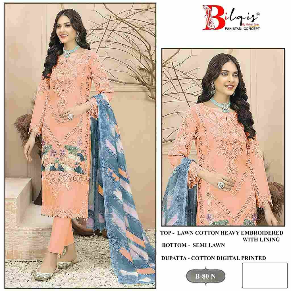 Bilqis 80 Colours Vol-4 By Bilqis 80-M To 80-P Series Beautiful Pakistani Suits Stylish Fancy Colorful Party Wear & Occasional Wear Lawn Cotton Embroidery Dresses At Wholesale Price