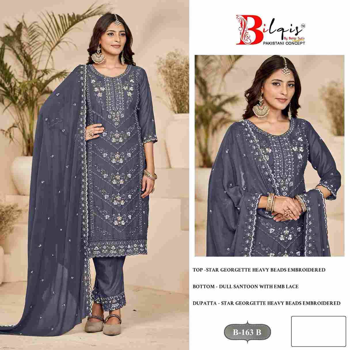 Bilqis 163 Colours By Bilqis 163-A To 163-D Series Beautiful Pakistani Suits Stylish Fancy Colorful Party Wear & Occasional Wear Georgette Embroidery Dresses At Wholesale Price